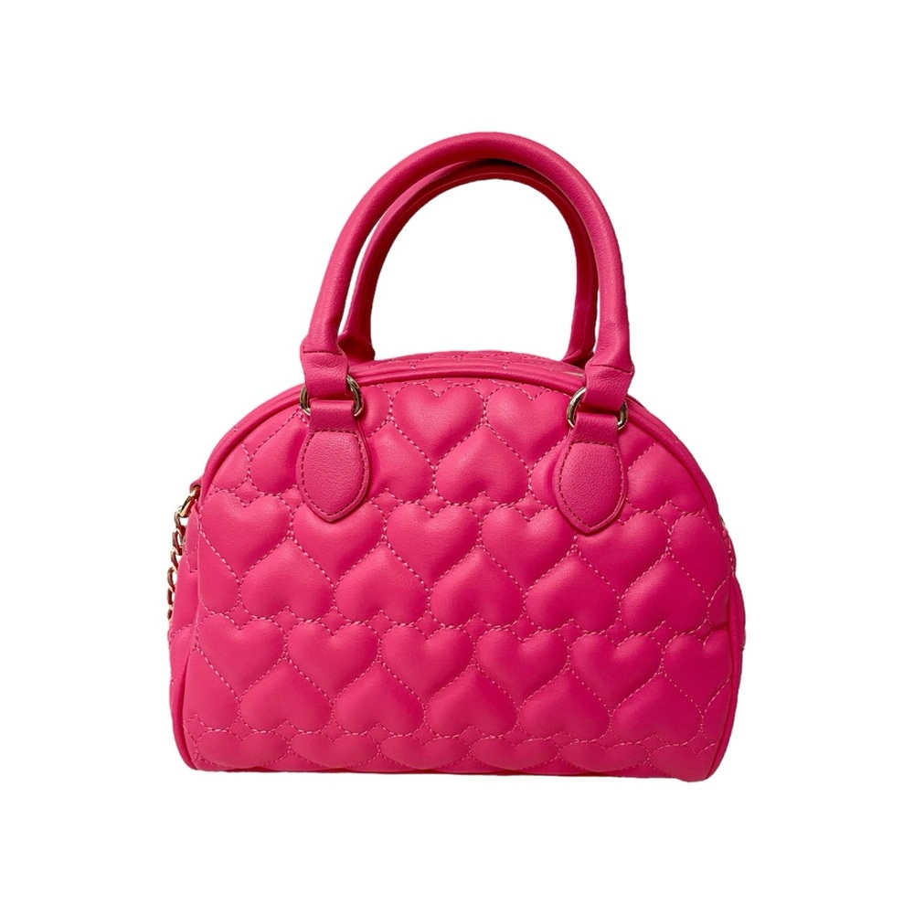 Juicy Couture Dome Satchel Pink Heart Quilted Purse Handbag Crossbody Bag NWT - Picture 4 of 10